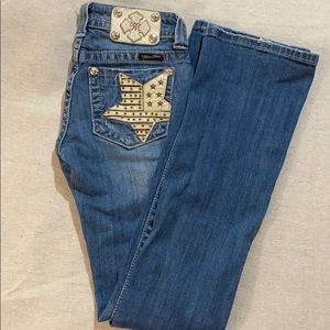 Miss Me White Star Pocket Bootcut Jeans